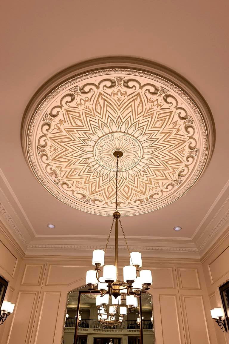 Ornate Decorative Medallion - 24 Dining Room Ceiling Ideas