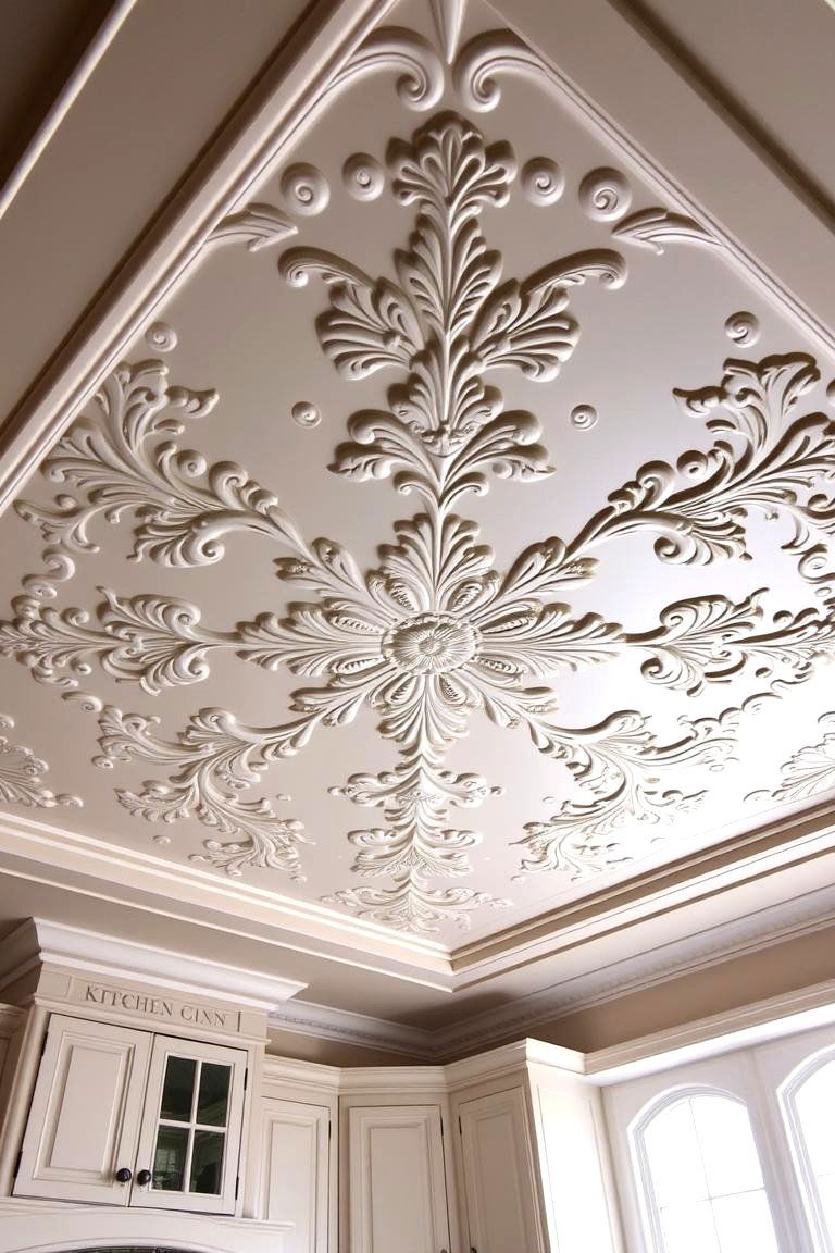 Ornate Decorative Plaster Ceiling - 24 Kitchen Ceiling Ideas