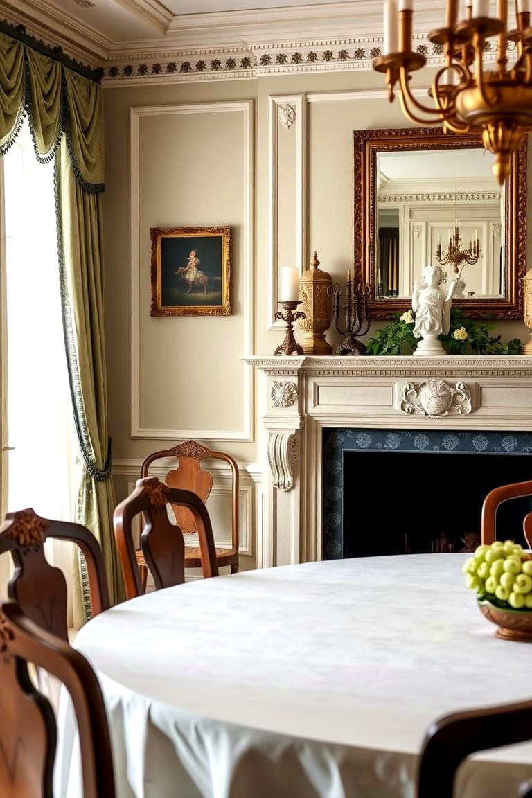 Ornate Fireplace Mantel Decor - 24 Colonial Dining Room Ideas