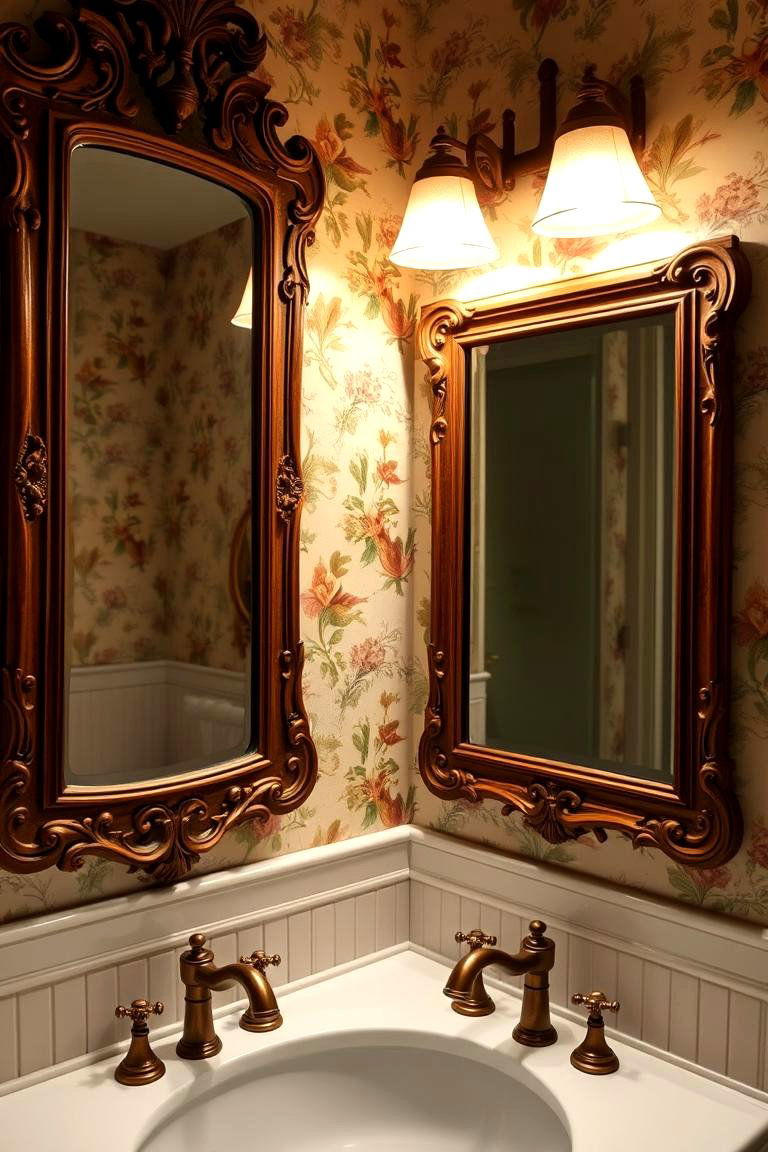 Ornate Mirror Majesty - 24 Maximalist Bathroom Design Ideas