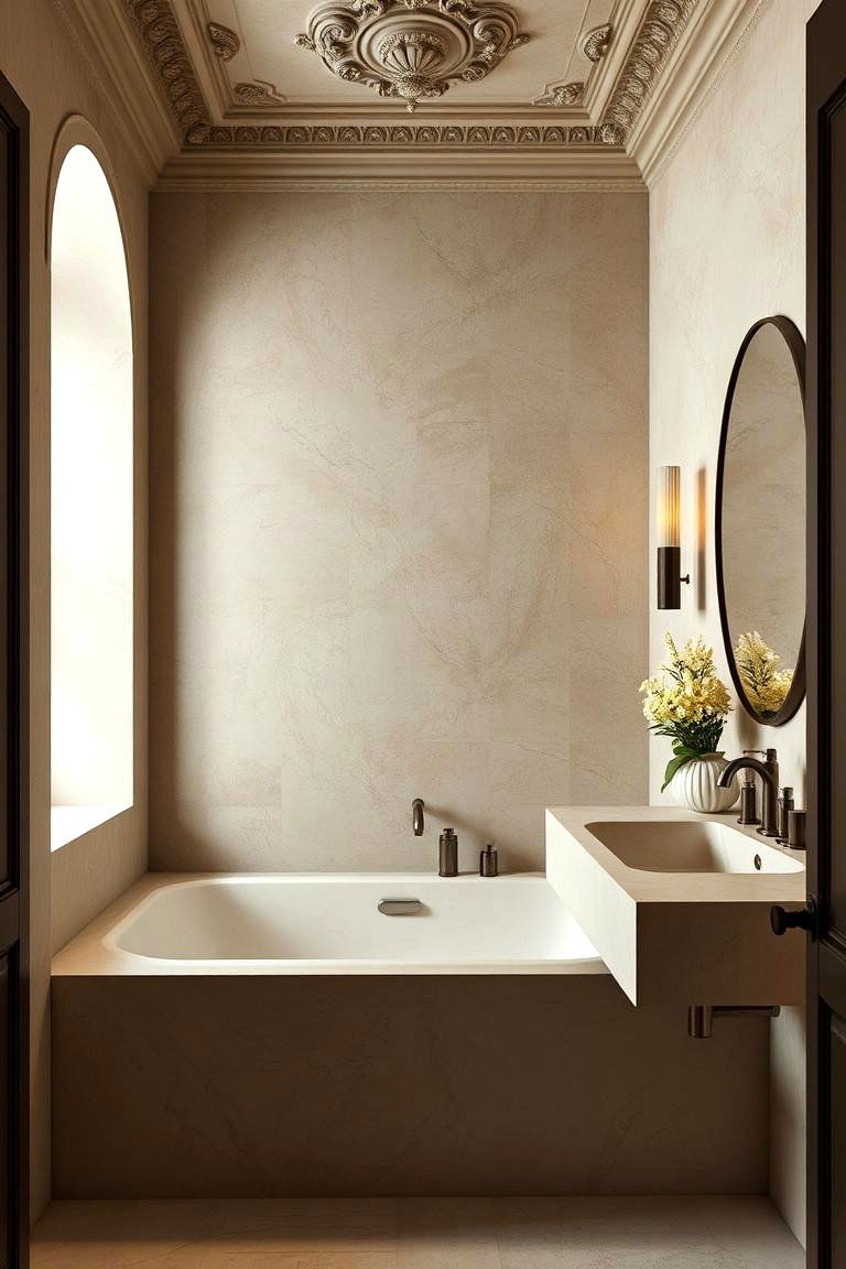 Ornate Venetian Plaster Finishes - 24 Tuscan Bathroom Ideas