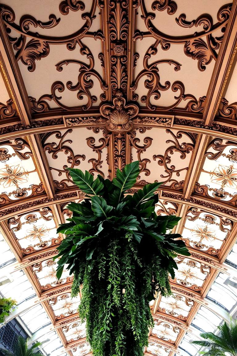 Ornate Victorian Botanical Ceiling - 24 Green Ceiling Ideas