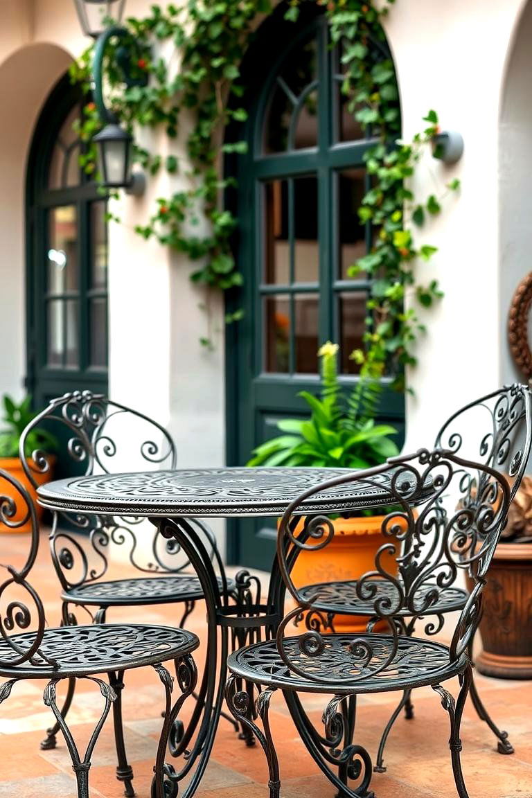 Ornate Wrought Iron Furniture and Decor - 24 spanish style patio ideas