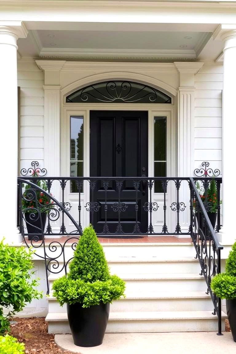 Ornate Wrought Iron Railings - 24 Colonial Front Porch Ideas