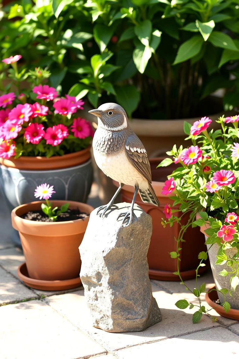 Outdoor Art Integrated with Plants - 24 Patio Small Garden Ideas