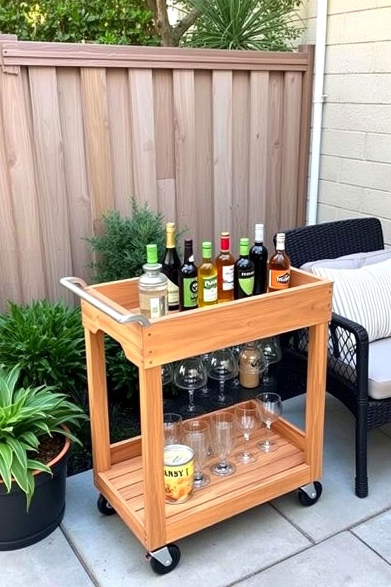 Outdoor Bar Cart - 24 Small Backyard Landscaping Ideas