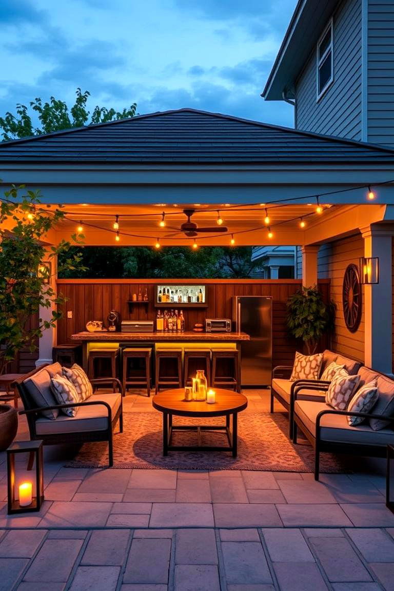 Outdoor Bar and Entertaining Porch - 24 Small Screened-in Porch Ideas