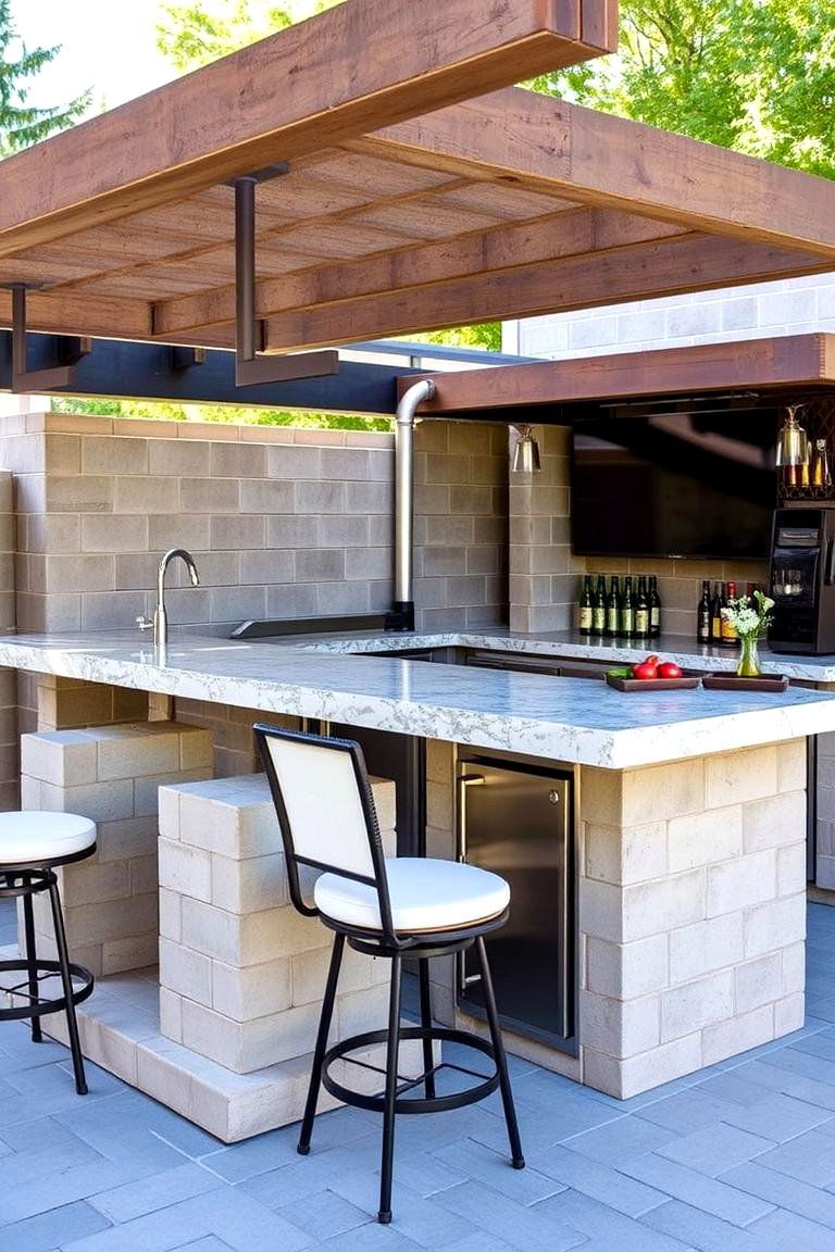 Outdoor Bar and Seating - 24 Cinder Block Garden Ideas