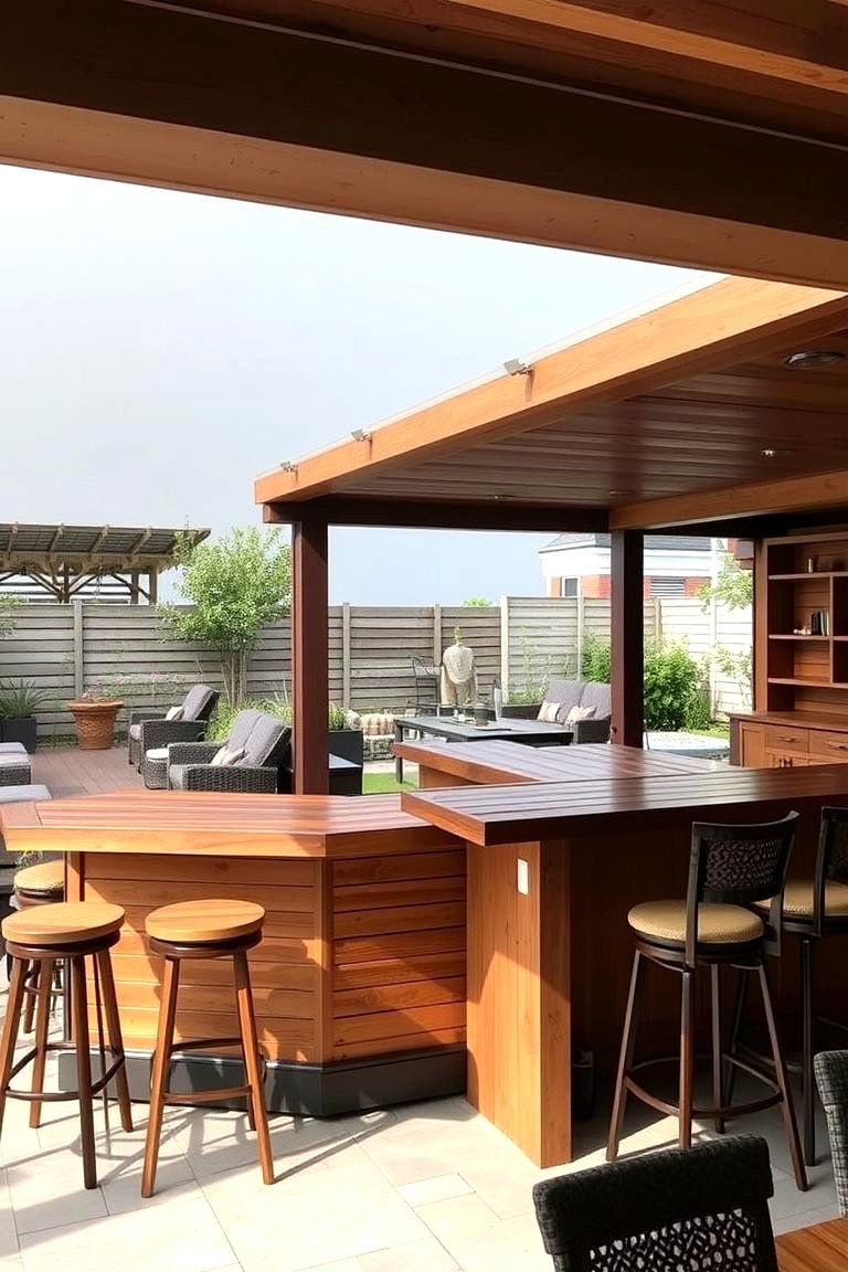 Outdoor Bar with Dining Counter - 24 Outdoor Dining Area Ideas
