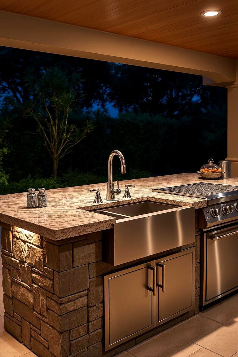 Outdoor Barbecue Island with Sink - 24 Bbq Island Ideas