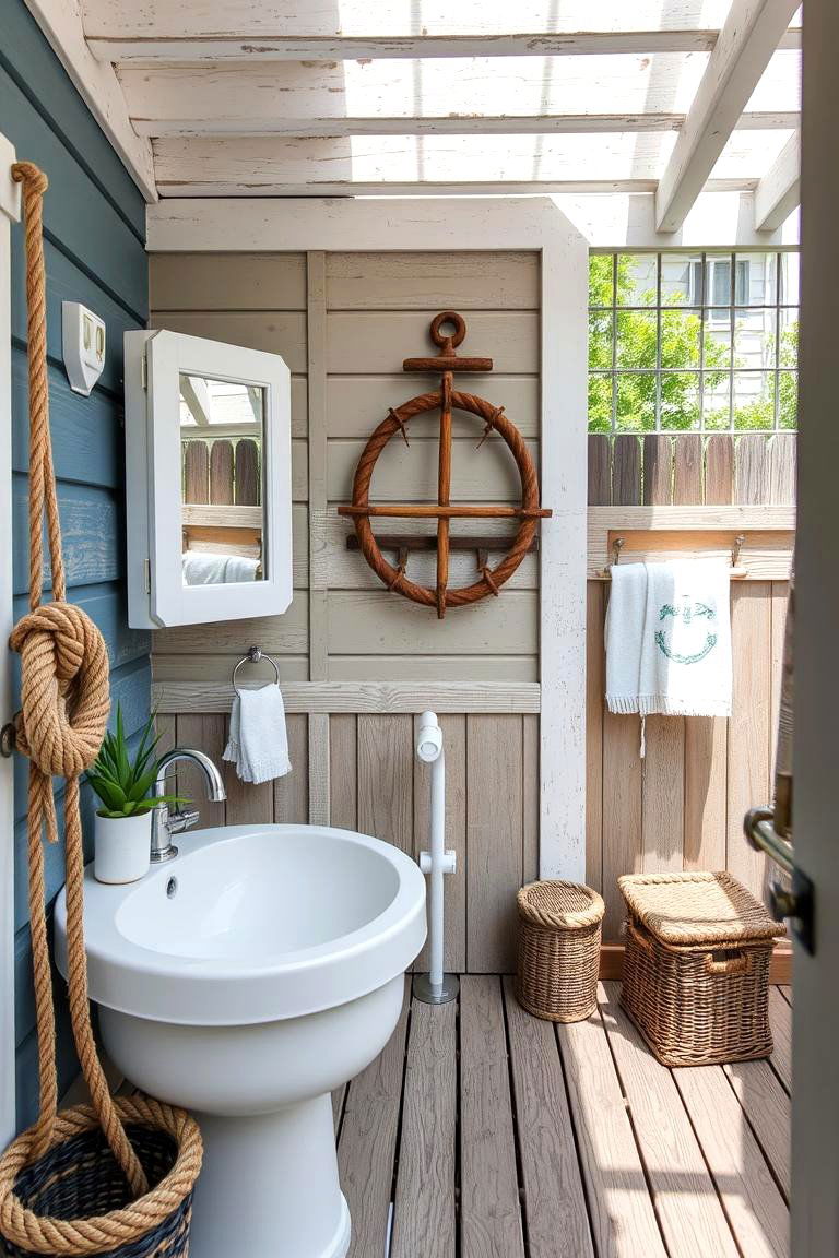Outdoor Bathroom with Nautical Theme - 24 Outdoor Bathroom Ideas