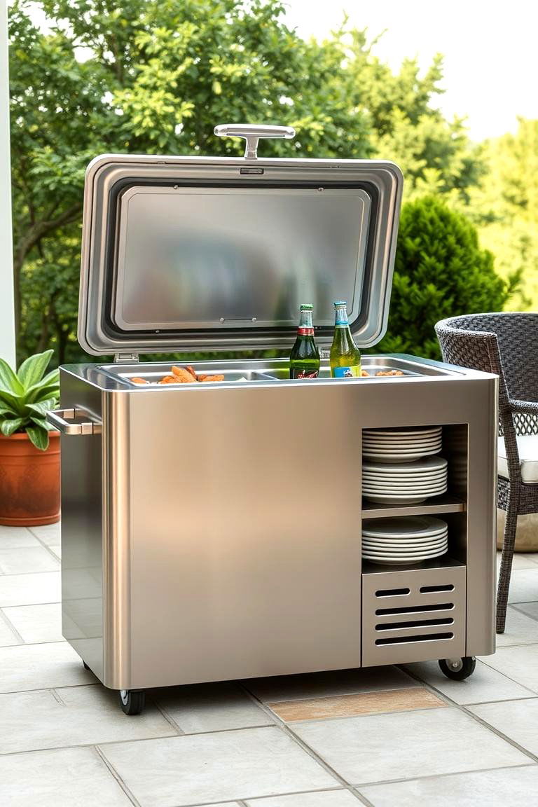 Outdoor Beverage Cooler with Storage - 24 Outdoor Storage Ideas