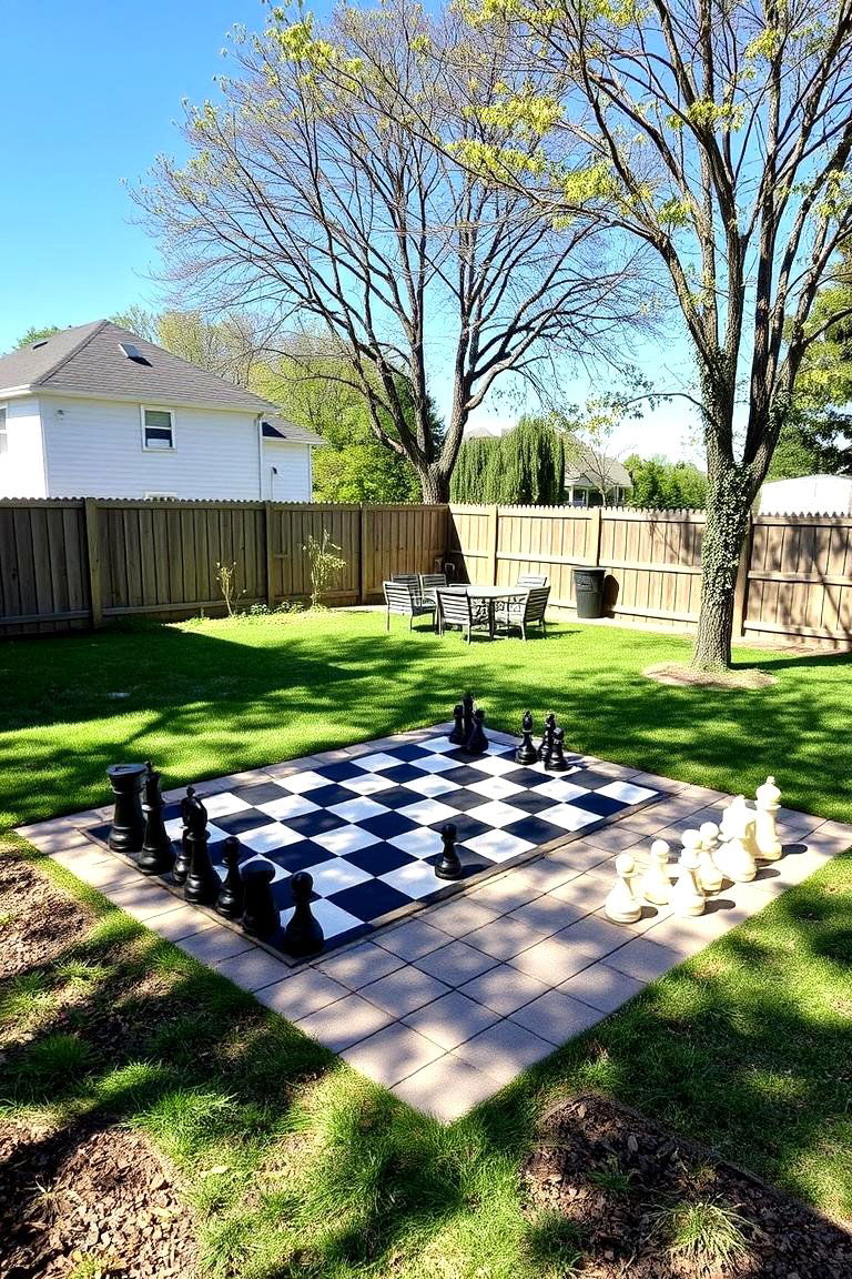 Outdoor Chess or Games Area - 24 Large Backyard Landscaping Ideas