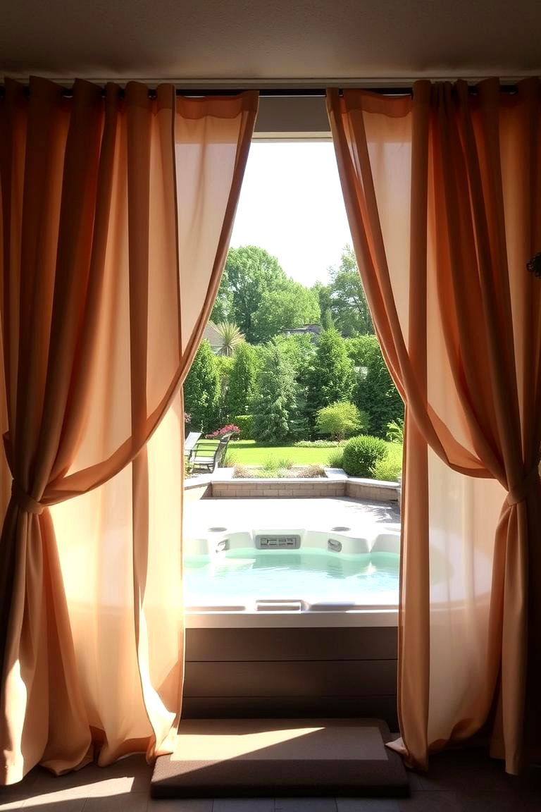 Outdoor Curtain Wall for a Soft Flexible Approach - 24 Backyard Hot Tub Privacy Ideas