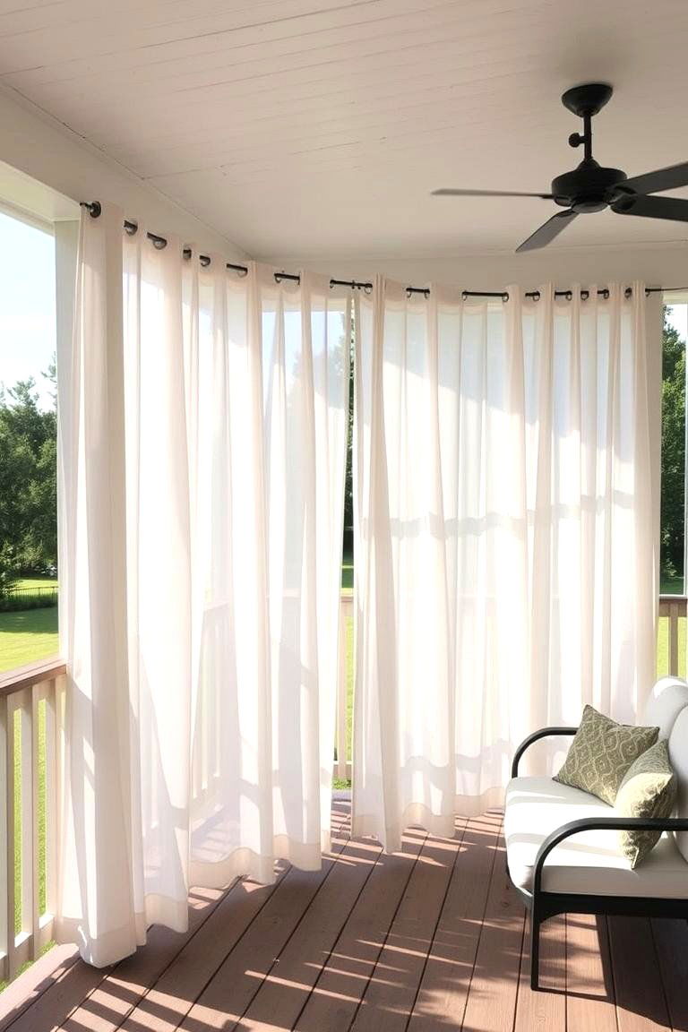 Outdoor Curtains for Partial Enclosure - 24 Partially Covered Deck Ideas