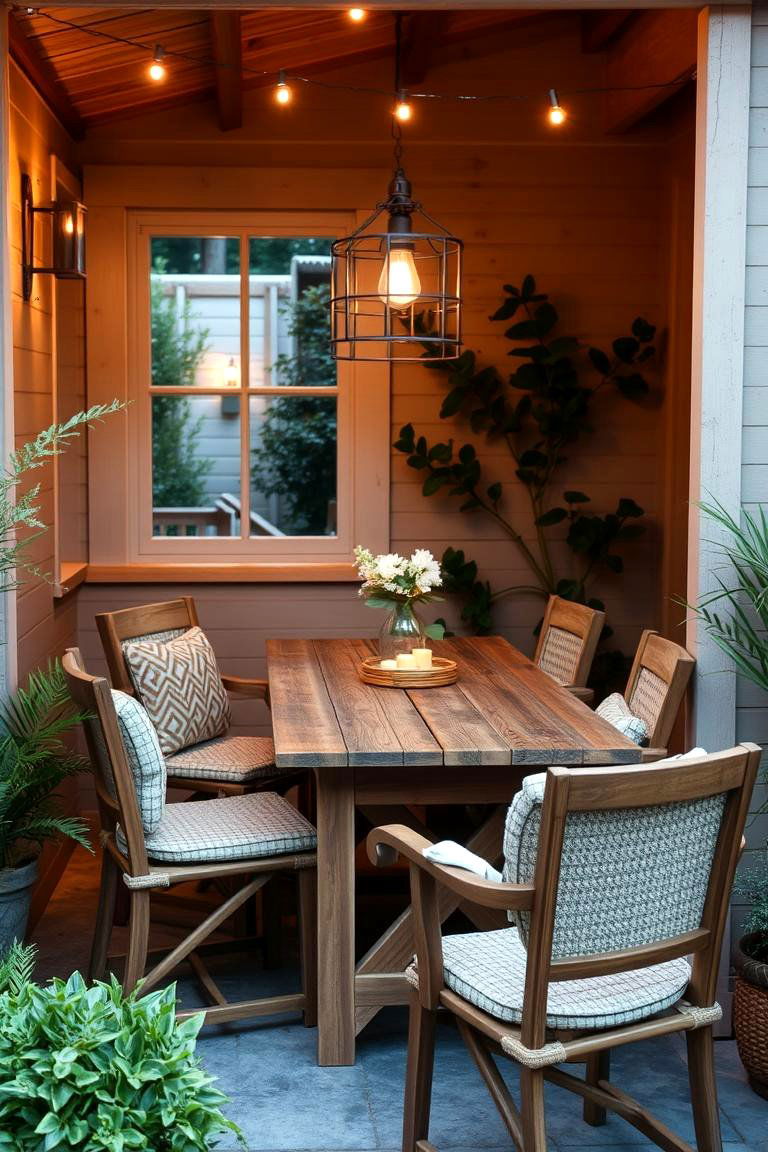 Outdoor Dining Nook - 24 Farmhouse Patio Ideas