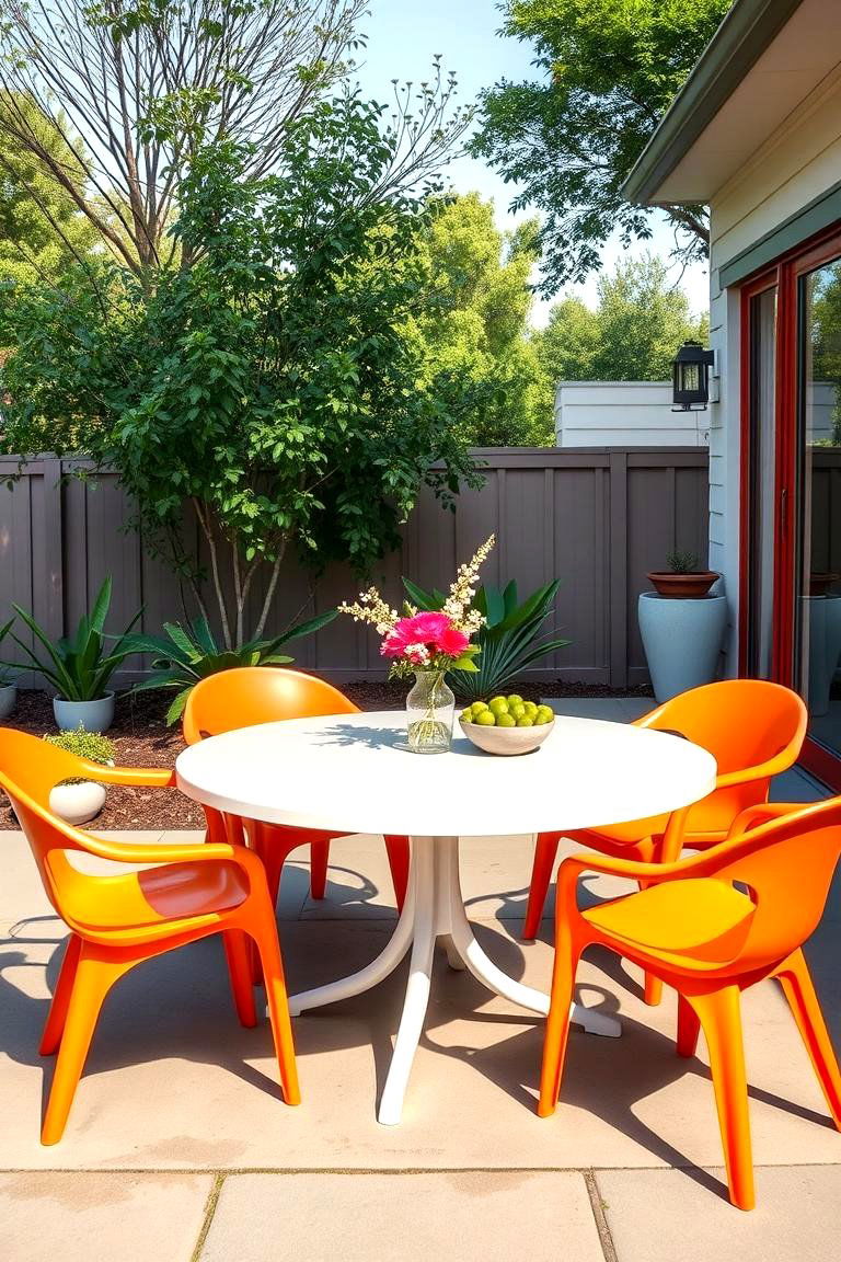 Outdoor Dining Set with Sculptural Chairs - 24 Mid-century Modern Patio Ideas