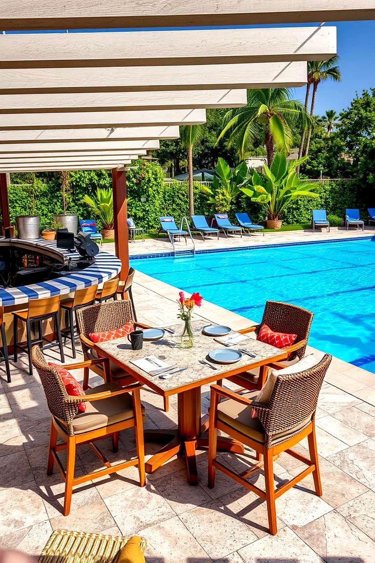Outdoor Dining and Bar Setup - 24 Pool Patio Ideas