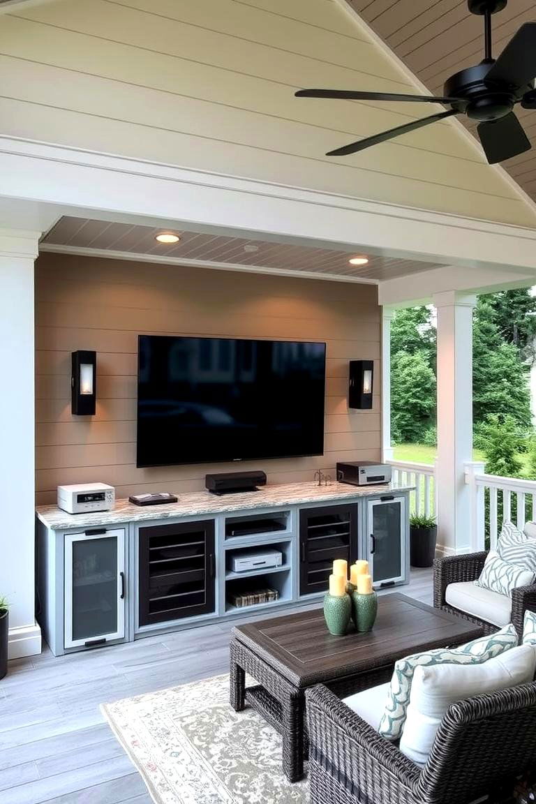 Outdoor Entertainment Center - 24 Large Front Porch Ideas