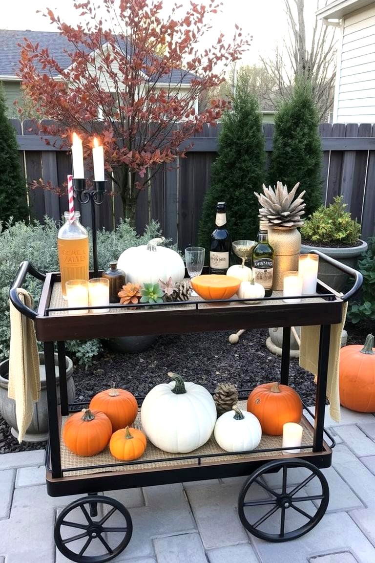 Outdoor Fall Bar Cart - 24 fall outdoor decorating ideas