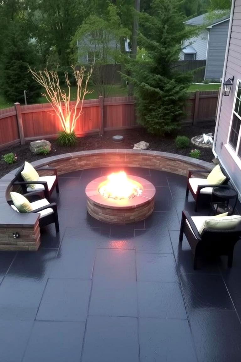 Outdoor Fire Pit Haven - 24 black concrete patio ideas
