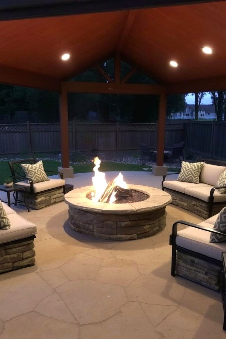 Outdoor Fire Pit with Covered Patio - 24 Covered Patio Ideas