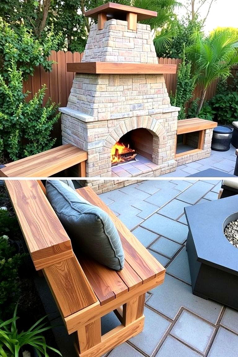 Outdoor Fireplace Bench - 24 Fireplace Bench Ideas