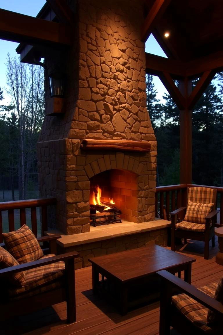 Outdoor Fireplace Feature - 24 Rustic Porch Ideas
