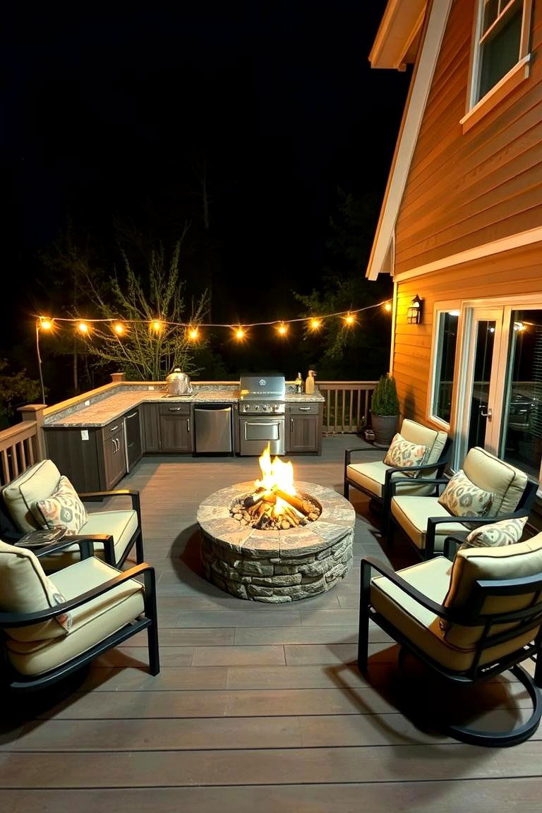 Outdoor Fireplace or Fire Pit Nearby - 24 Outdoor Kitchen on Deck