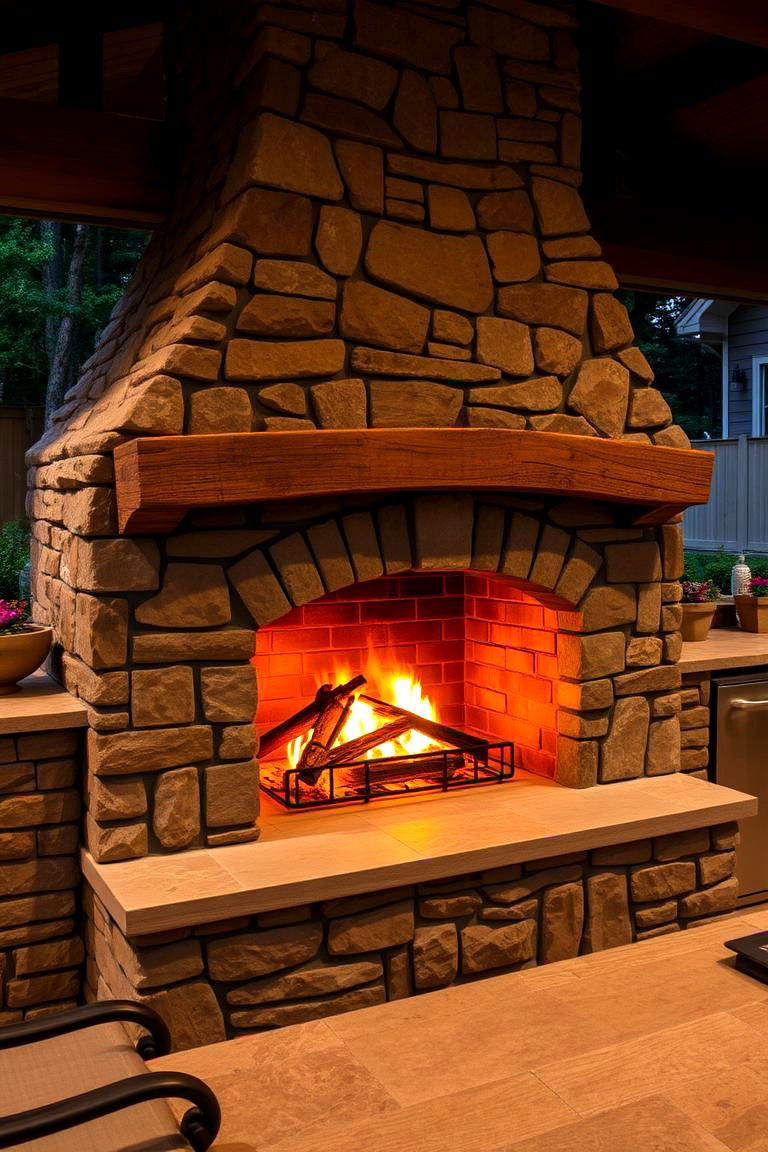 Outdoor Fireplace or Fire Pit - 24 Rustic Outdoor Kitchen Ideas