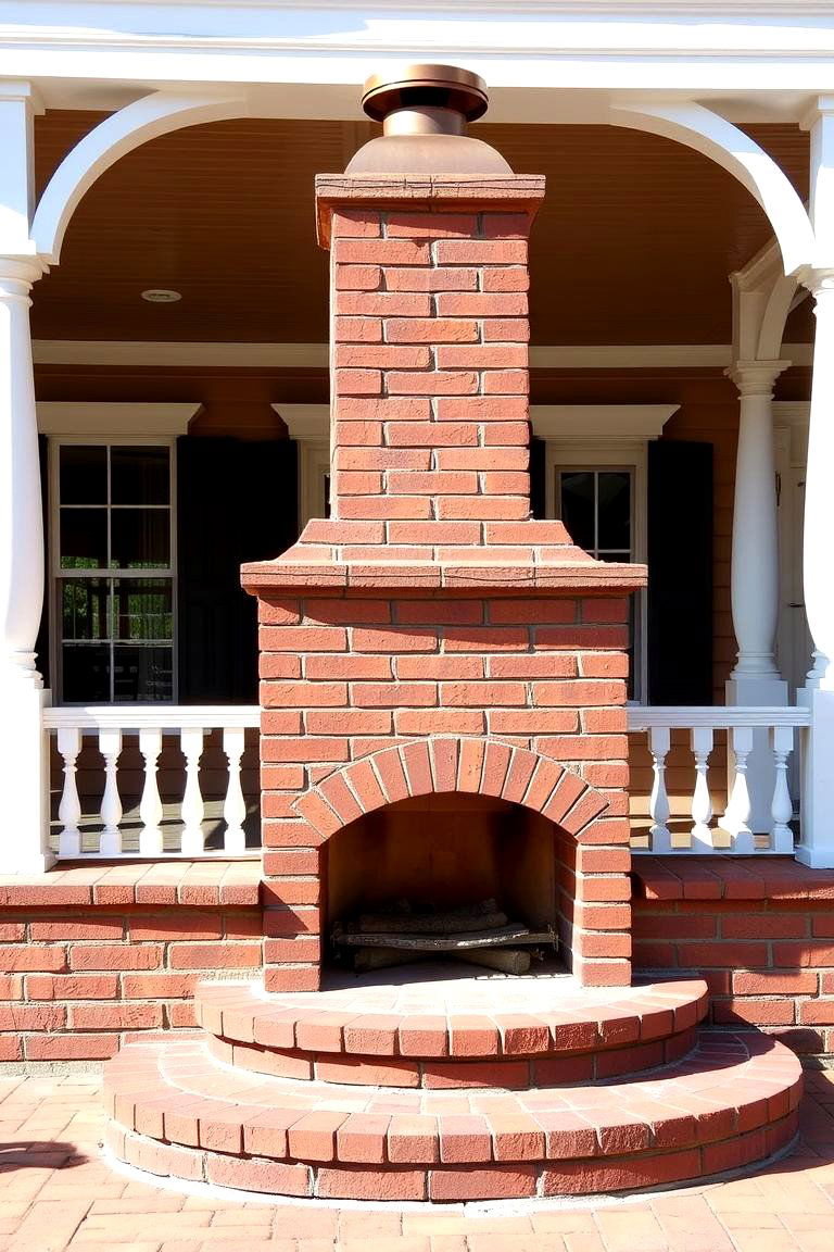 Outdoor Fireplace with a Chimney Cap - 24 Porch Fireplace Ideas