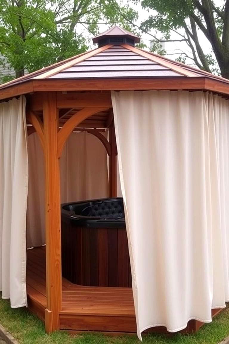 Outdoor Hot Tub Gazebo for Protection and Style - 24 Backyard Hot Tub Privacy Ideas