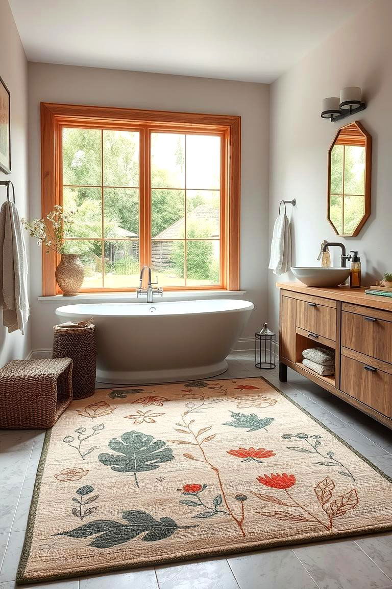 Outdoor Inspired Rugs for an Open Airy Bathroom - 24 Bathroom Rug Ideas