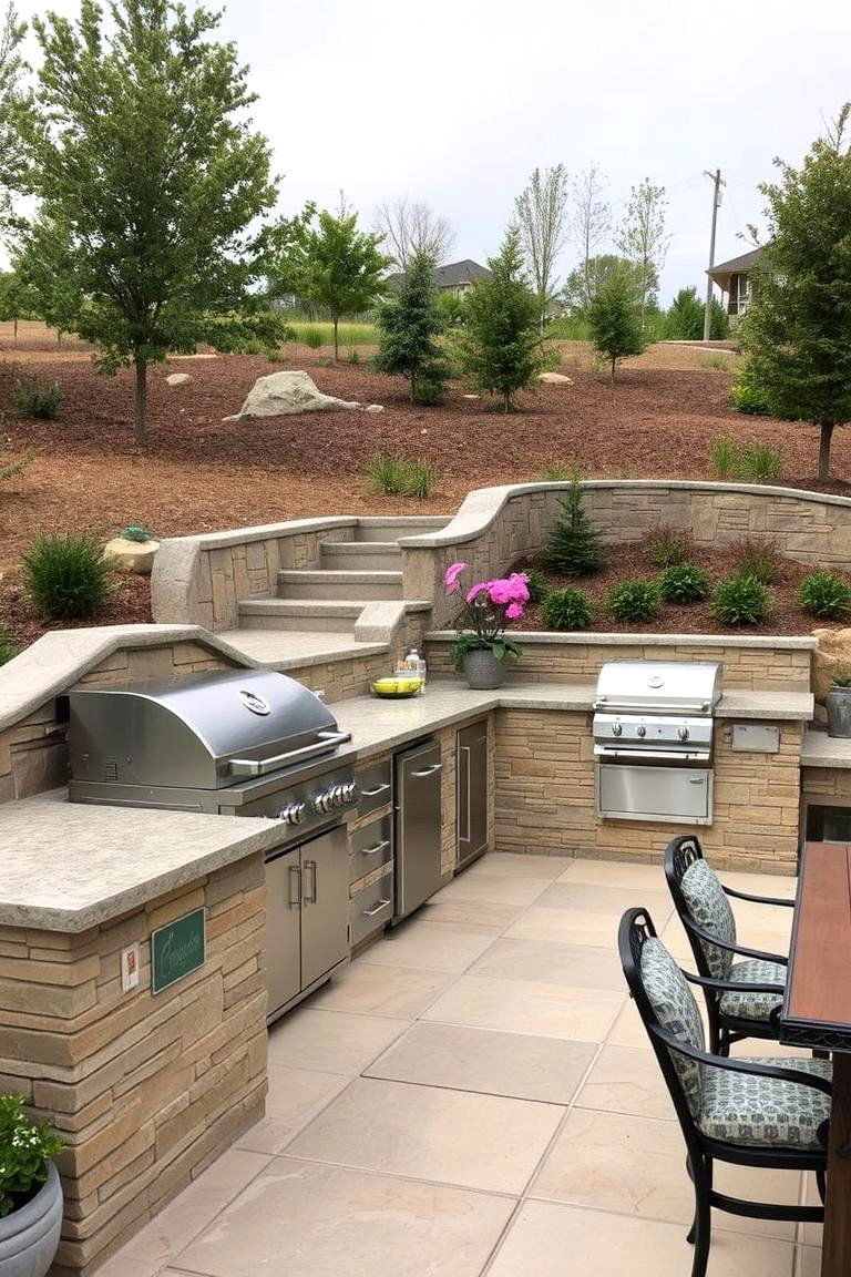 Outdoor Kitchen Haven - 24 Down Sloped Backyard Ideas