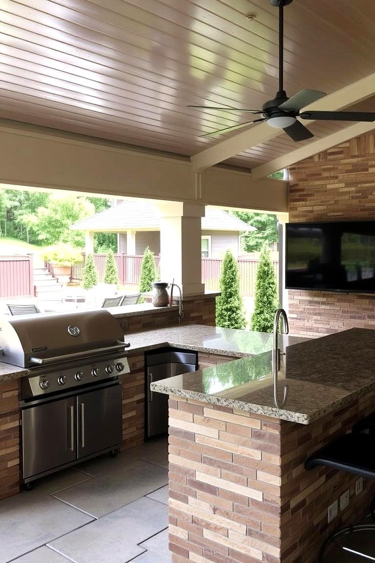 Outdoor Kitchen Under a Covered Patio - 24 Covered Patio Ideas
