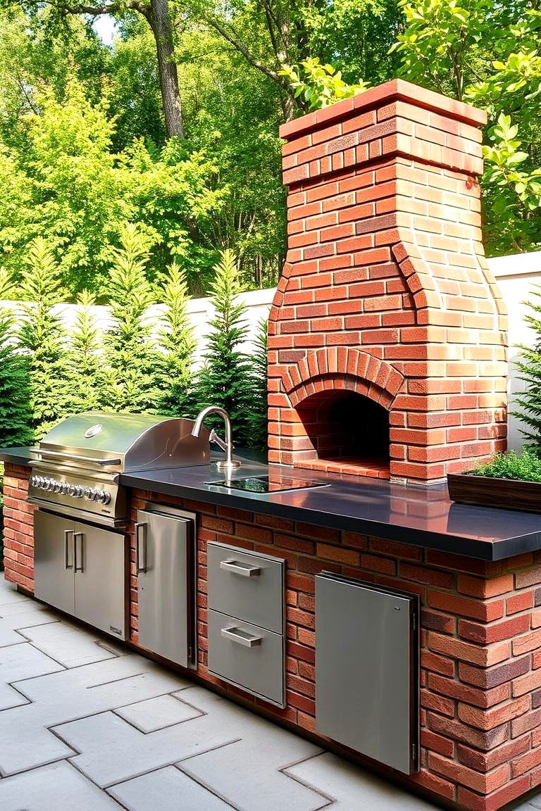 Outdoor Kitchen with Pizza Oven - 24 Modern Backyard Ideas