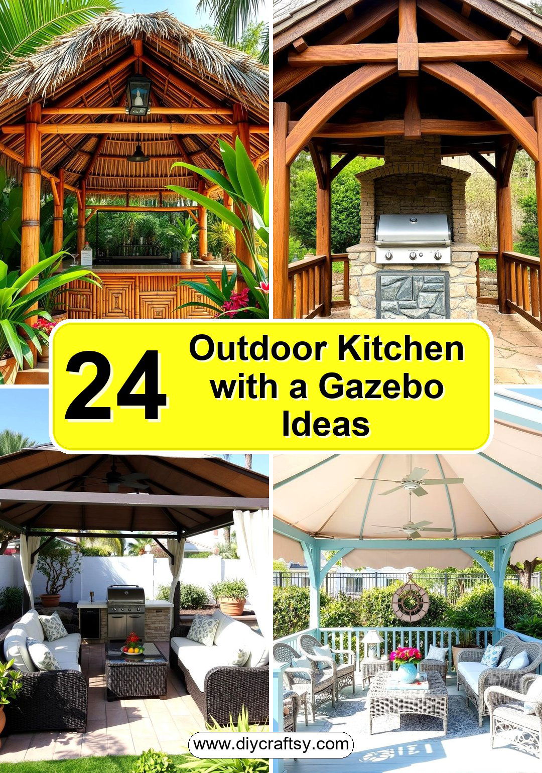 Outdoor Kitchen with a Gazebo Ideas