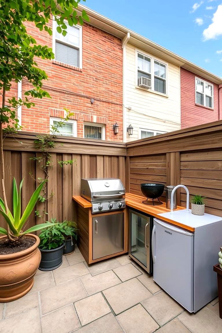 Outdoor Kitchenette Nook - 24 Townhouse Backyard Ideas