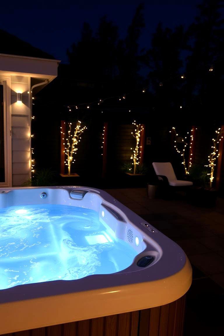Outdoor Lighting Magic - 24 Hot Tub Landscaping Ideas