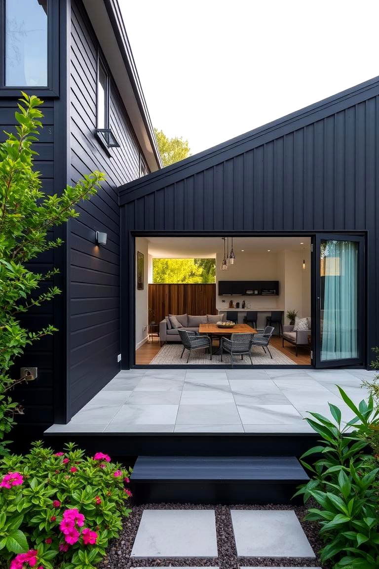 Outdoor Living Extension - 24 black siding house ideas