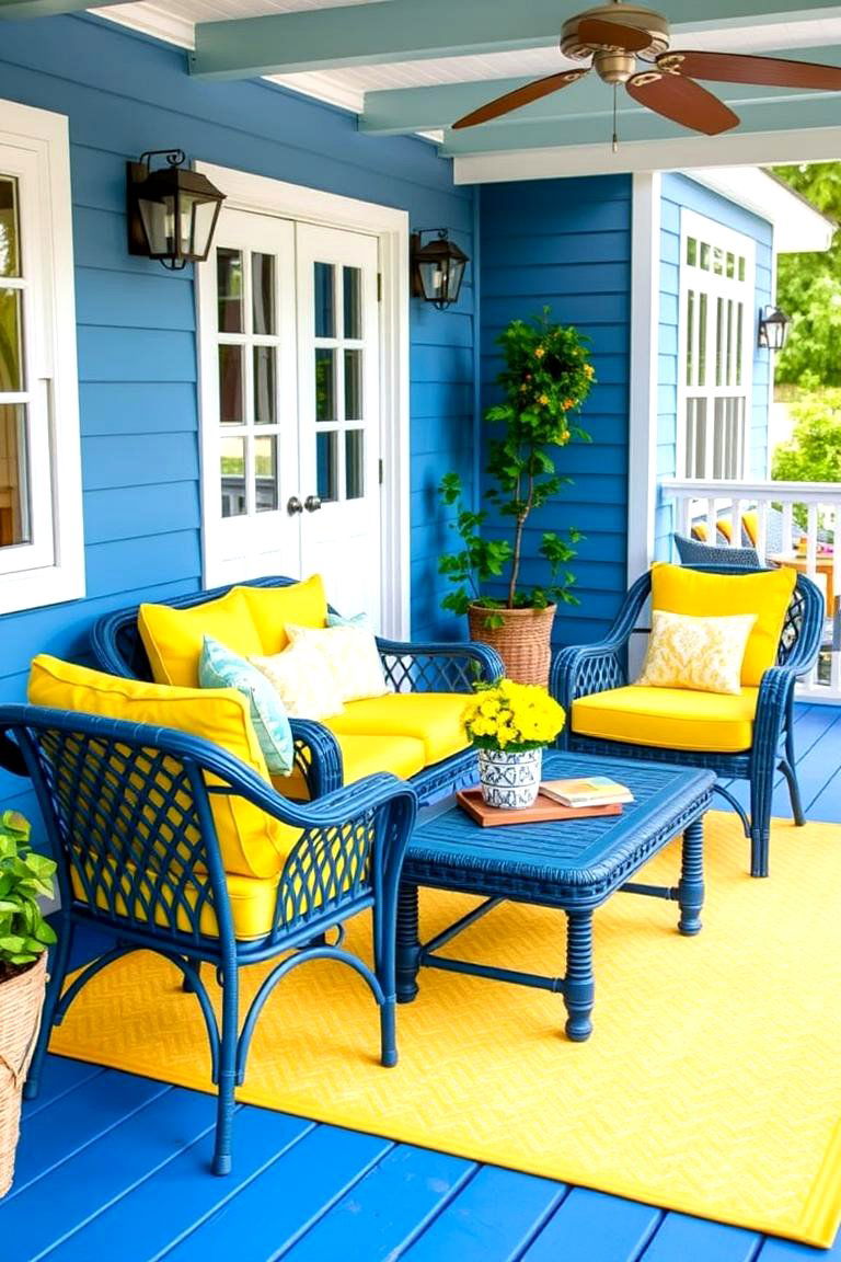 Outdoor Living Room with Yellow and Blue - 24 Yellow and Blue Living Room Ideas