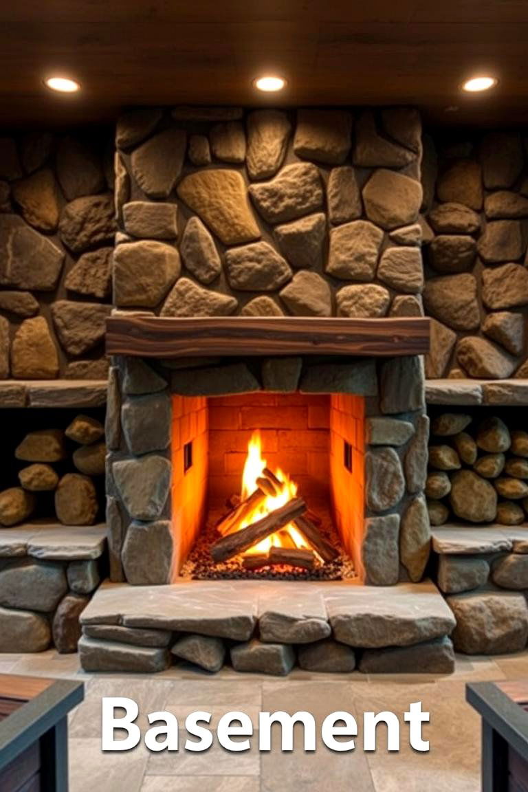 Outdoor Looking Fireplace - 24 Basement Fireplace Ideas