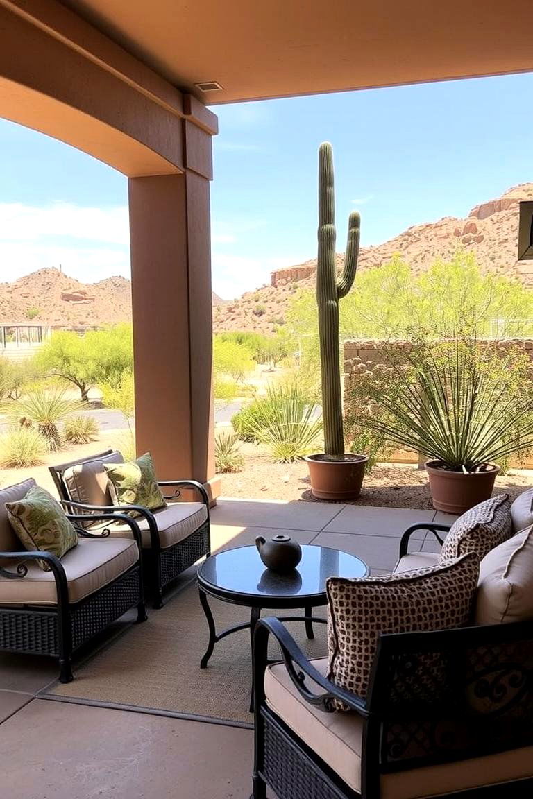 Outdoor Lounge with Comfortable Seating - 24 Arizona Backyard Ideas