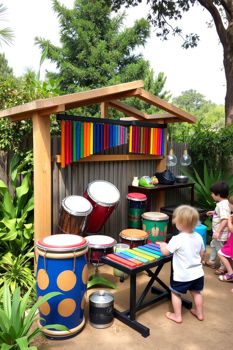 Outdoor Music Station - 24 Backyard Ideas for Kids