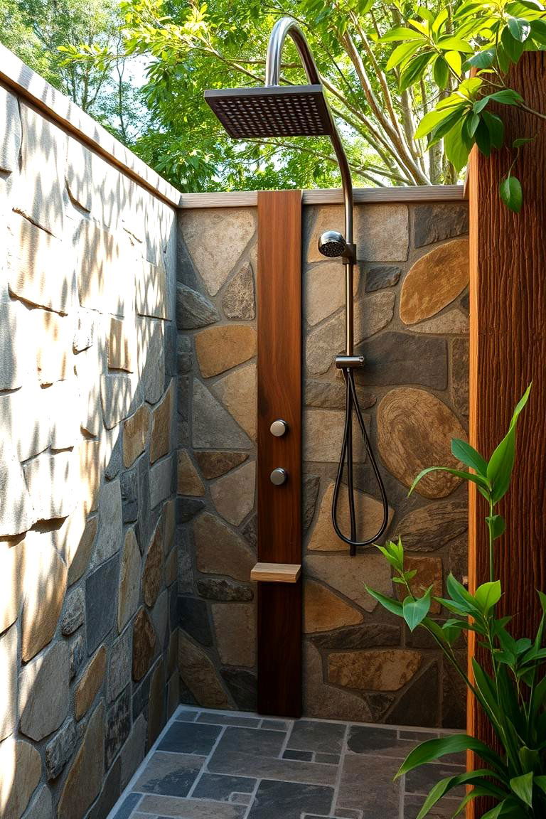 Outdoor Nature Inspired Shower - 24 Luxury Shower Ideas