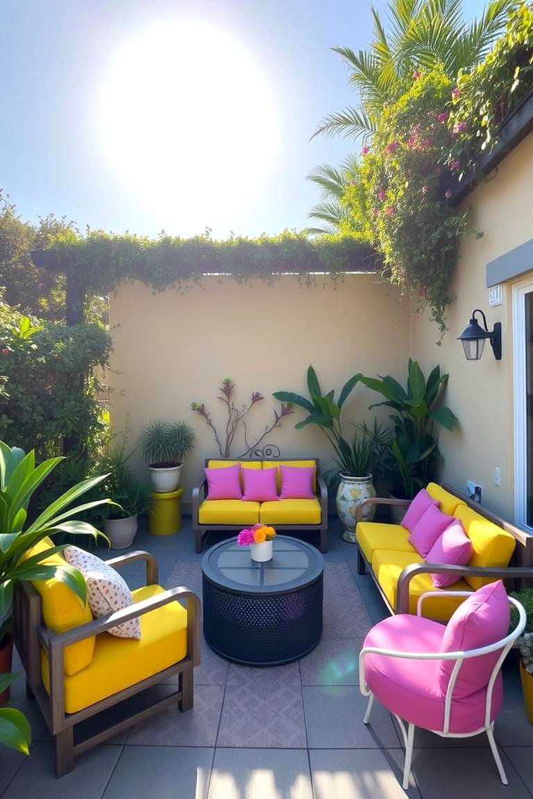 Outdoor Patio Transformations with Bold Hues - 24 How to Decorate With Yellow and Pink