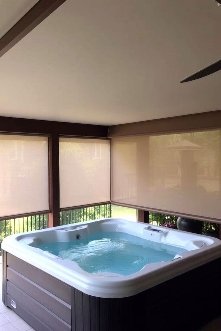 Outdoor Privacy Blinds for Adjustable Coverage - 24 Backyard Hot Tub Privacy Ideas