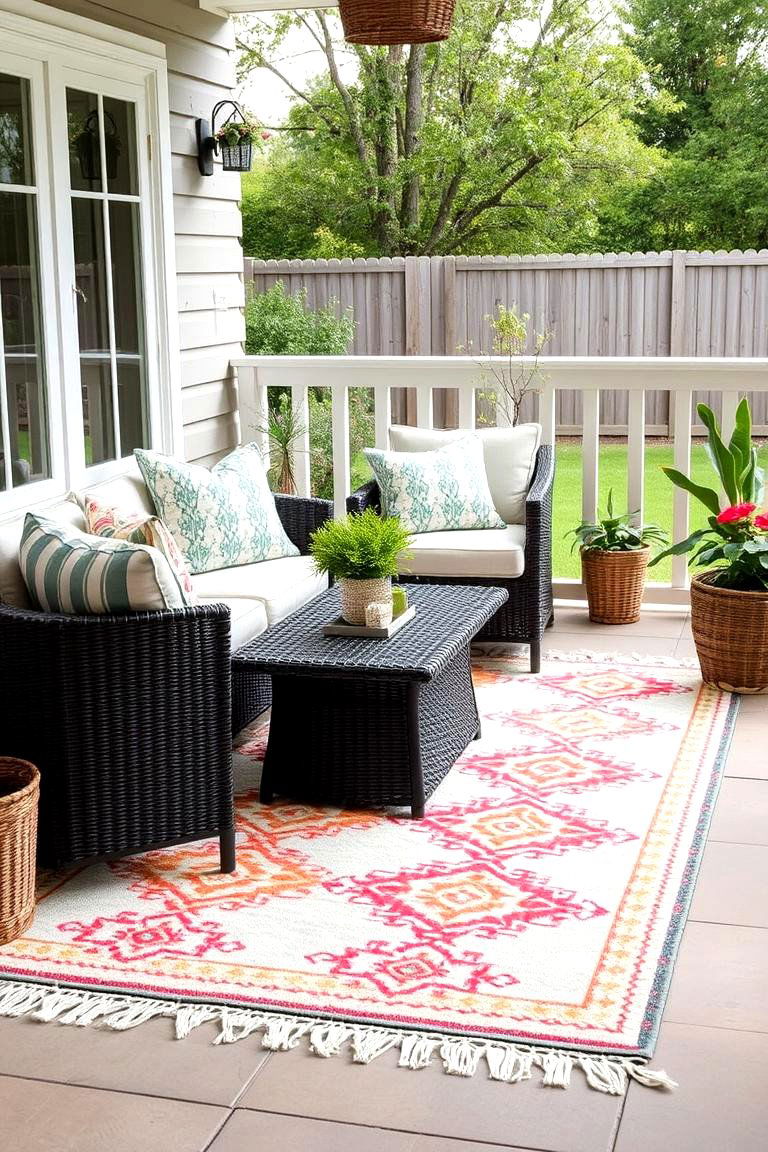 Outdoor Rug for Comfort - 24 Backyard Patio Ideas