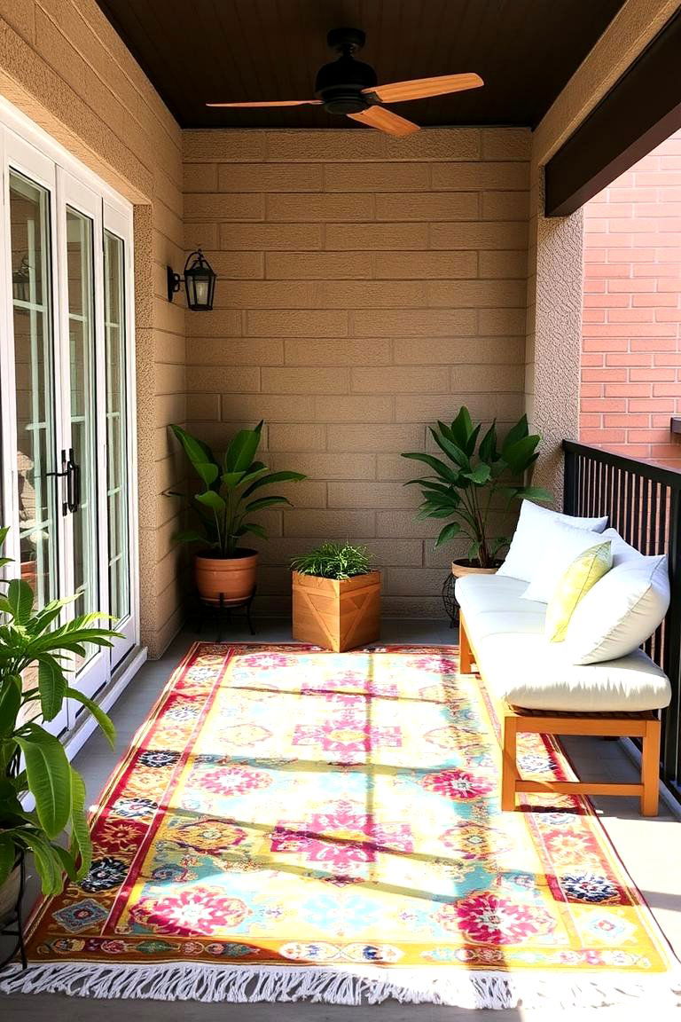 Outdoor Rugs and Cushions - 24 Balcony Privacy Ideas