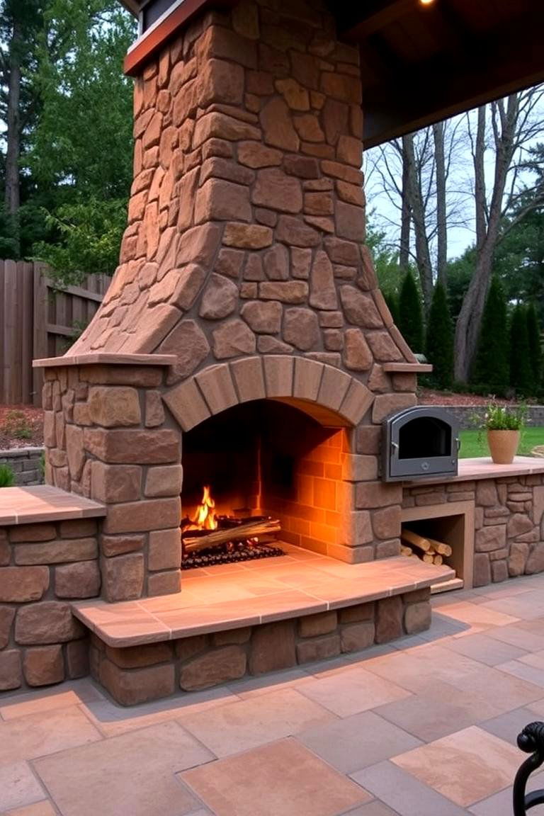Outdoor Rustic Fireplace with Pizza Oven - 24 Rustic Fireplaces